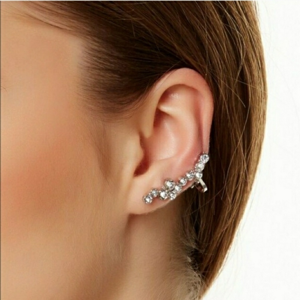 Cluster Ear Cuff plus Crystal Stud Earring - Picture 1 of 3